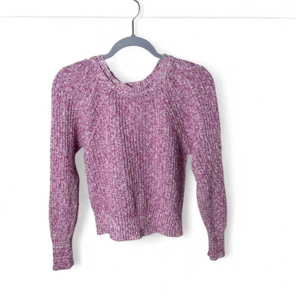 FREE PEOPLE Women's Pink White Knit Cotton Linen Sweater Casual Everyday Size XS